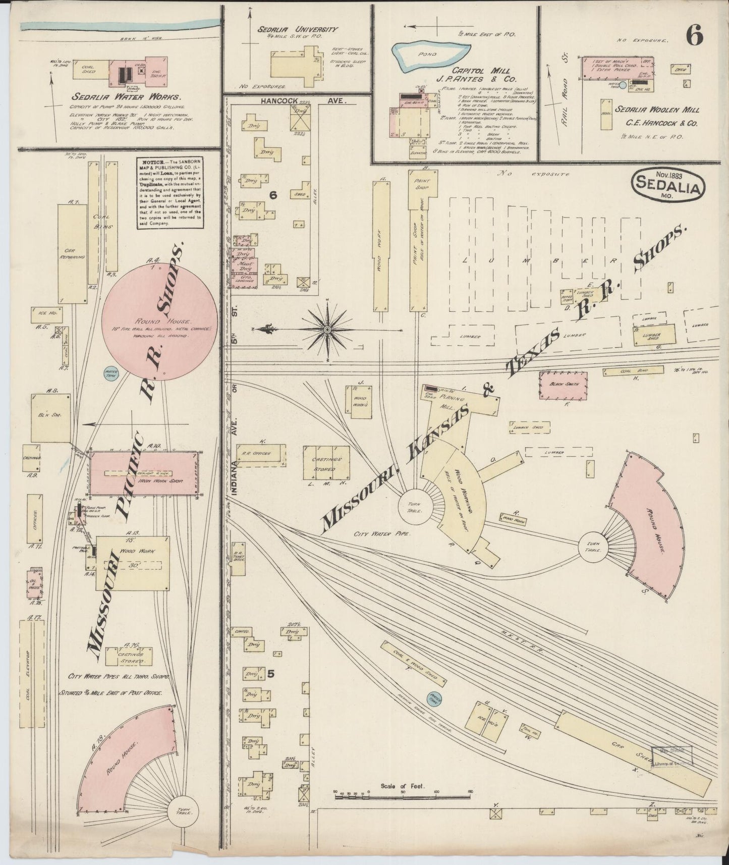 Sanborn Fire Insurance Map from Sedalia, Pettis County, Missouri (1883), Sheet #0006 - Complete Map Set gallery image, historic Sanborn map, vintage wall art, Missouri Missouri