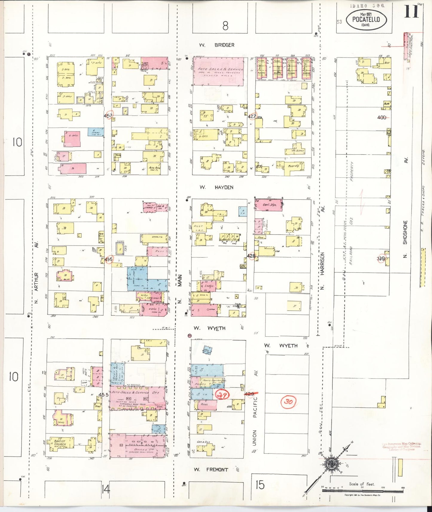 Sanborn Fire Insurance Map from Pocatello, Bannock County, Idaho (1948), Sheet #0011 - Complete Map Set gallery image, historic Sanborn map, vintage wall art, Idaho Idaho