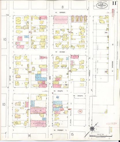 Sanborn Fire Insurance Map from Pocatello, Bannock County, Idaho (1948), Sheet #0011 - Complete Map Set gallery image, historic Sanborn map, vintage wall art, Idaho Idaho