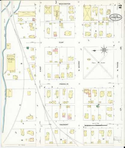 Sanborn Fire Insurance Map from Cedar Falls, Black Hawk County, Iowa (1909), Sheet #0002 - Historic Sanborn Fire Insurance Map Print