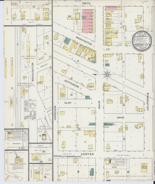 Sanborn Fire Insurance Map from Prairie City, Mcdonough County, Illinois (1893), Sheet #0001 - Historic Sanborn Fire Insurance Map Print, vintage old map wall art, antique decor, genealogy gift, Illinois Illinois map