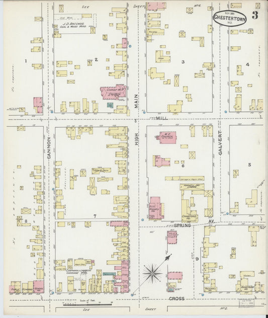 Sanborn Fire Insurance Map from Chestertown, Kent County, Maryland (1891), Sheet #0003 - Historic Sanborn Fire Insurance Map Print, vintage old map wall art, antique decor, genealogy gift, Maryland Maryland map