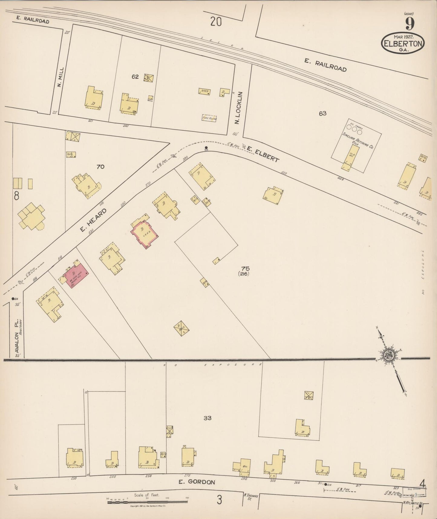 Sanborn Fire Insurance Map from Elberton, Elbert County, Georgia (1922), Sheet #0009 - Complete Map Set gallery image, historic Sanborn map, vintage wall art, Georgia Georgia