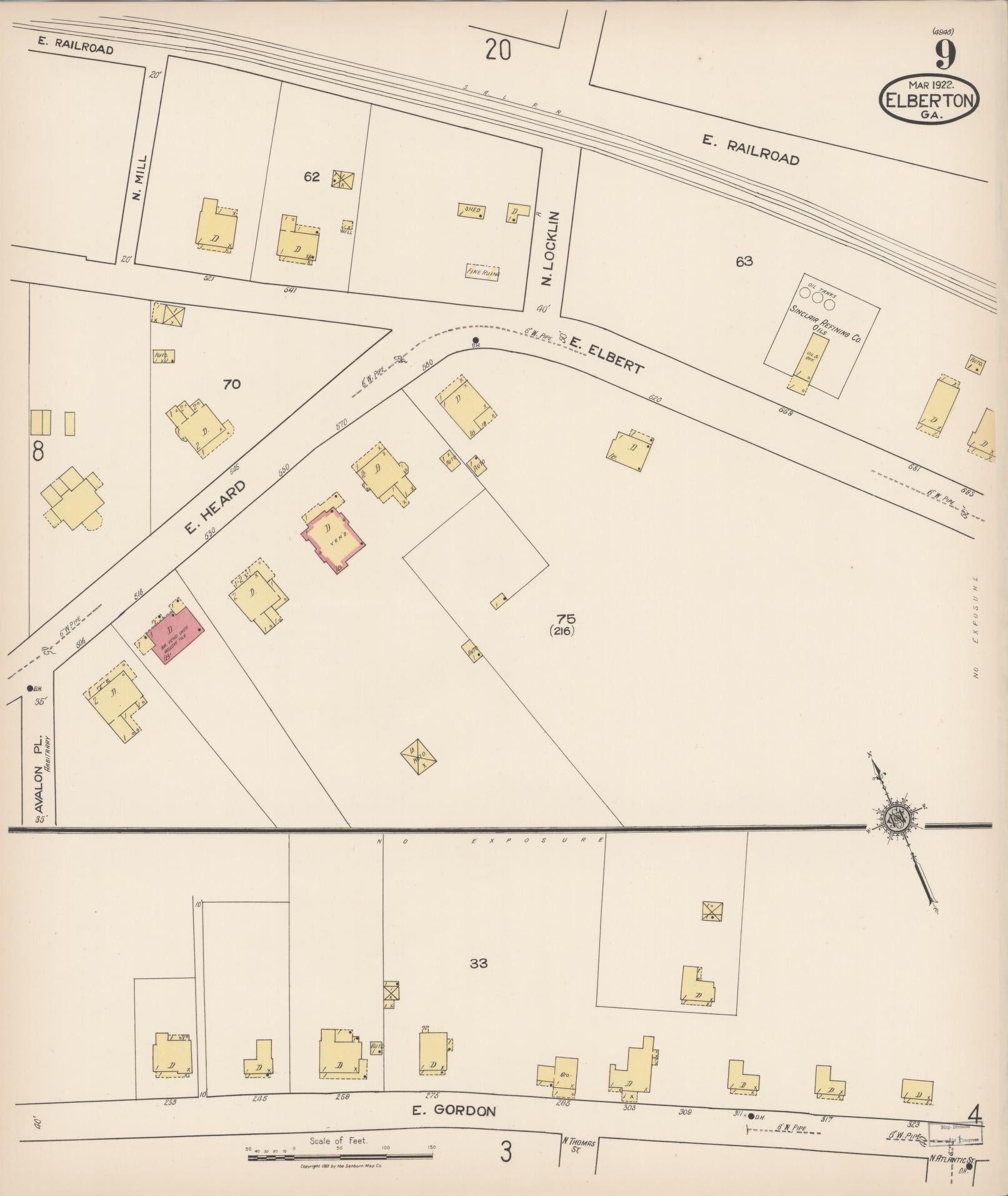 Sanborn Fire Insurance Map from Elberton, Elbert County, Georgia (1922), Sheet #0009 - Complete Map Set gallery image, historic Sanborn map, vintage wall art, Georgia Georgia