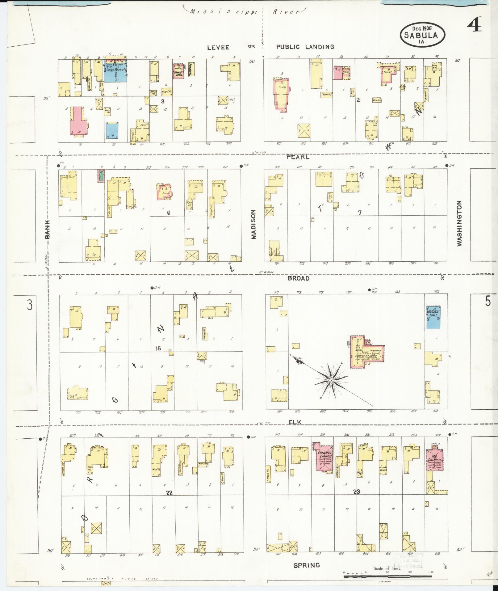 Sanborn Fire Insurance Map from Sabula, Jackson County, Iowa (1905), Sheet #0004 - Historic Sanborn Fire Insurance Map Print, vintage old map wall art