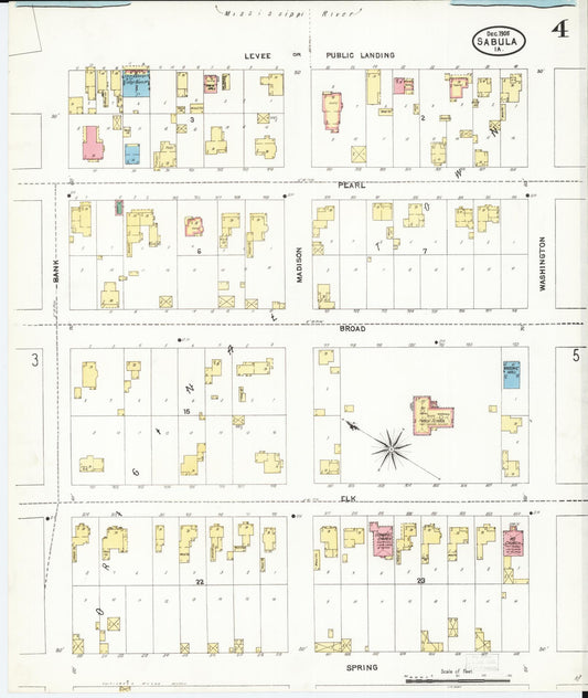 Sanborn Fire Insurance Map from Sabula, Jackson County, Iowa (1905), Sheet #0004 - Historic Sanborn Fire Insurance Map Print, vintage old map wall art