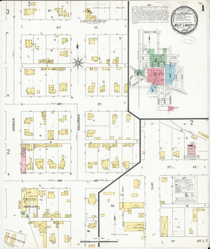 Sanborn Fire Insurance Map from West Liberty, Muscatine County, Iowa (1899), Sheet #0001 - Historic Sanborn Fire Insurance Map Print, vintage old map wall art