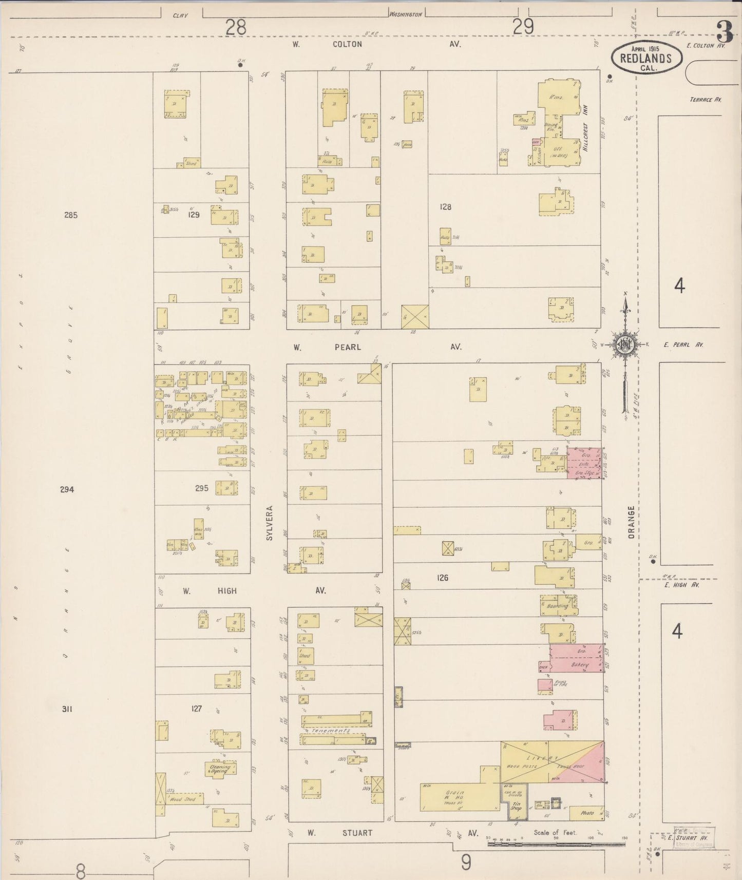 Sanborn Fire Insurance Map from Redlands, San Bernardino County, California (1915), Sheet #0003 - Complete Map Set gallery image, historic Sanborn map, vintage wall art, California California