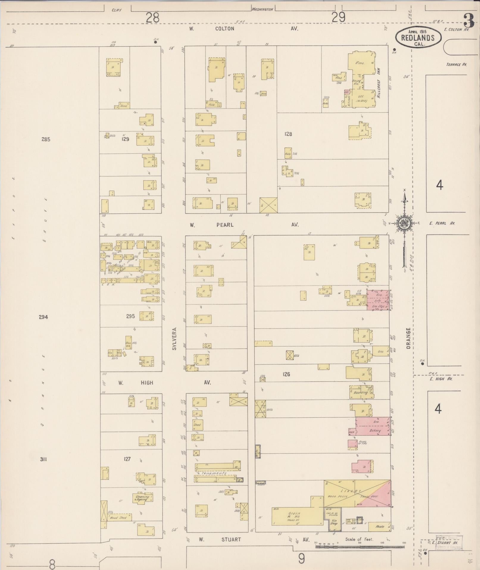 Sanborn Fire Insurance Map from Redlands, San Bernardino County, California (1915), Sheet #0003 - Complete Map Set gallery image, historic Sanborn map, vintage wall art, California California