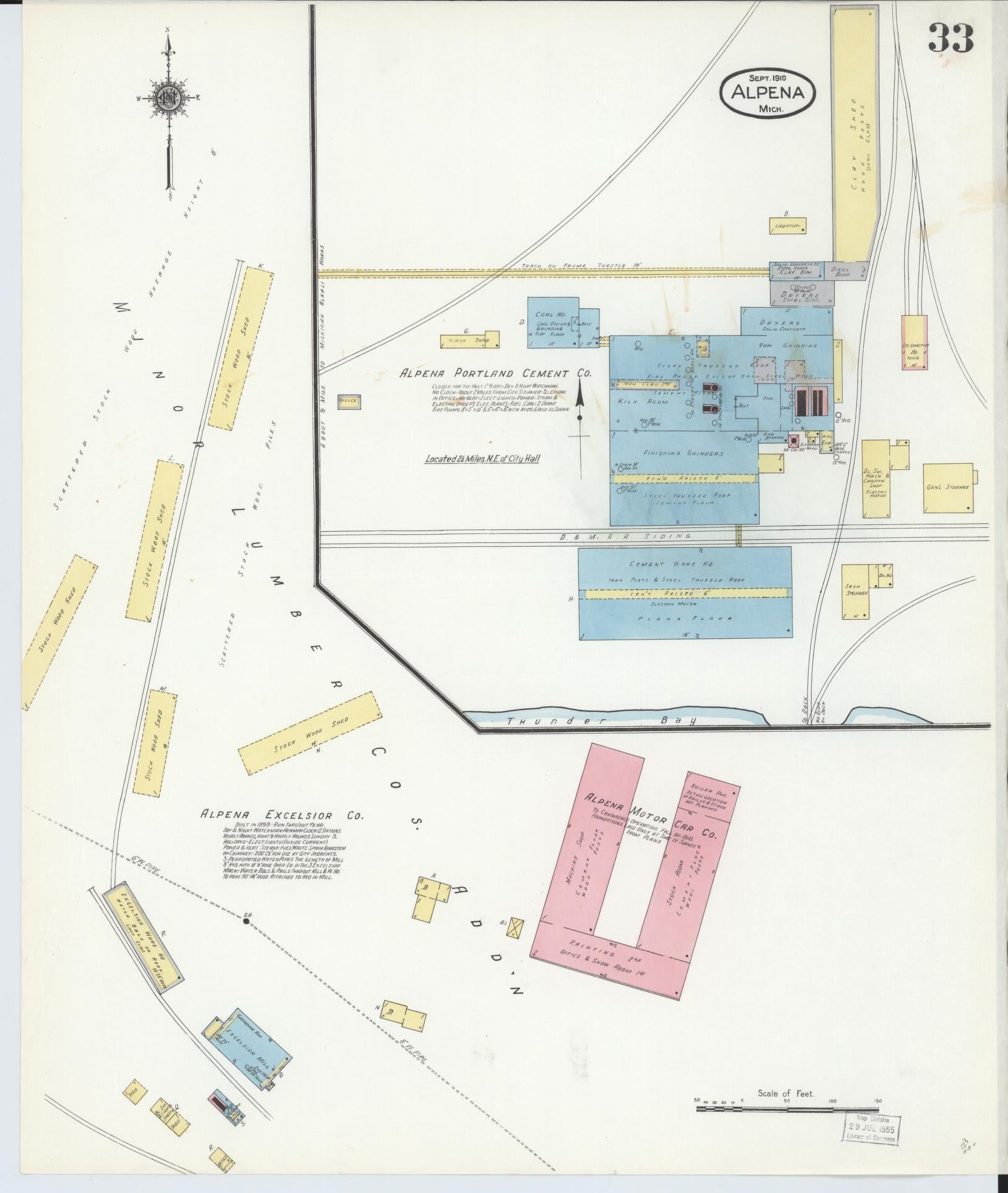 Sanborn Fire Insurance Map from Alpena, Alpena County, Michigan (1910), Sheet #0033 - Complete Map Set gallery image, historic Sanborn map, vintage wall art, Michigan Michigan