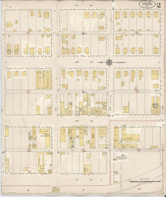 Sanborn Fire Insurance Map from Powers, Coos County, Oregon (1931), Sheet #0002 - Historic Sanborn Fire Insurance Map Print, vintage old map wall art, antique decor, genealogy gift, Oregon Oregon map