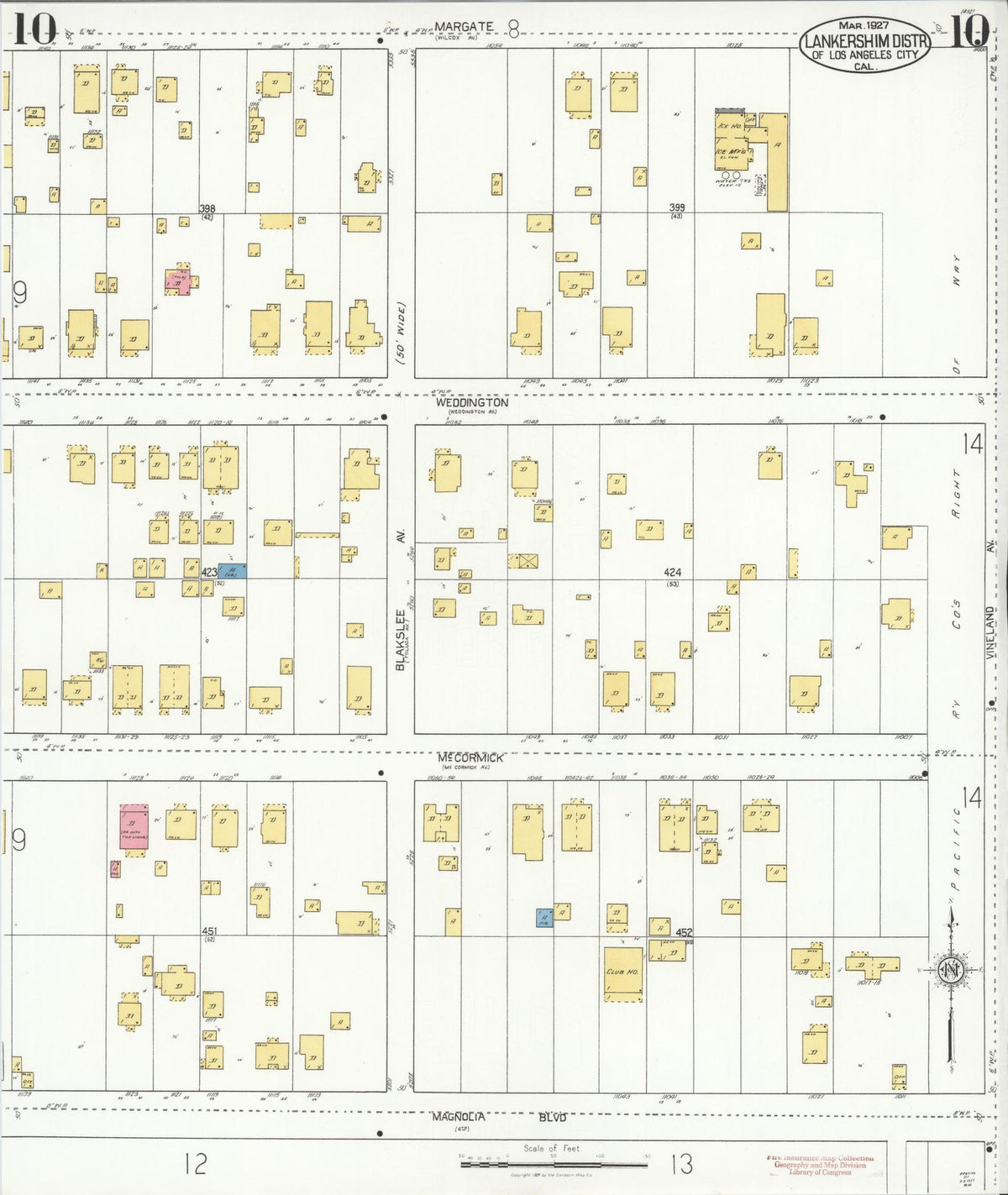 Sanborn Fire Insurance Map from Lankershim, Los Angeles County, California (1927), Sheet #0010 - Complete Map Set gallery image, historic Sanborn map, vintage wall art, California California