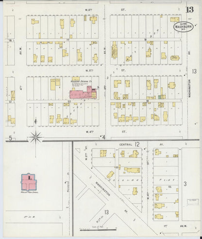 Sanborn Fire Insurance Map from Washburn, Bayfield County, Wisconsin (1898), Sheet #0013 - Historic Sanborn Fire Insurance Map Print, vintage old map wall art, antique decor, genealogy gift, Wisconsin Wisconsin map
