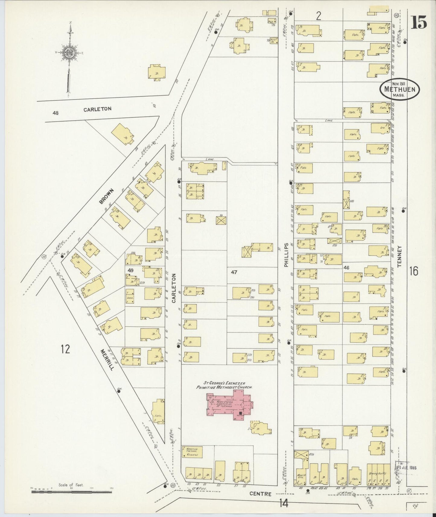 Sanborn Fire Insurance Map from Methuen, Essex County, Massachusetts (1911), Sheet #0015 - Complete Map Set gallery image, historic Sanborn map, vintage wall art, Massachusetts Massachusetts