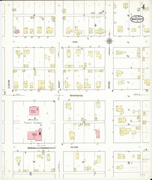 Sanborn Fire Insurance Map from Marengo, Iowa County, Iowa (1911), Sheet #0004 - Historic Sanborn Fire Insurance Map Print, vintage old map wall art
