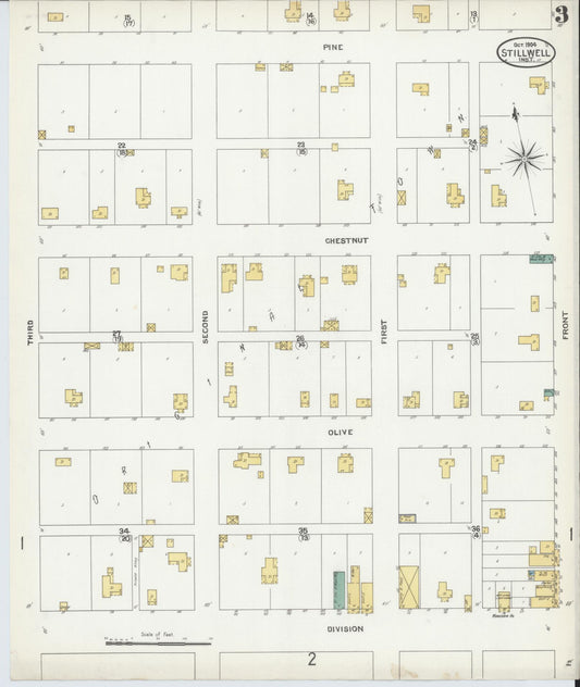 Sanborn Fire Insurance Map from Stillwell, Adair County, Oklahoma (1904), Sheet #0003 - Historic Sanborn Fire Insurance Map Print, vintage old map wall art, antique decor, genealogy gift, Oklahoma Oklahoma map