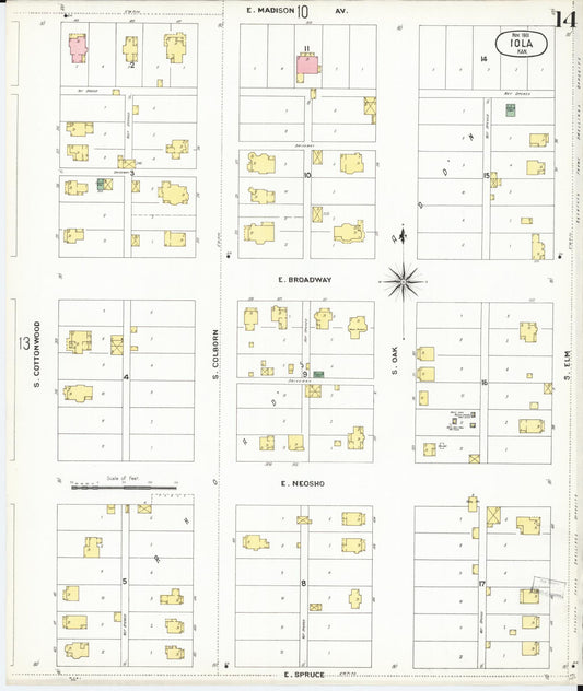 Sanborn Fire Insurance Map from Iola, Allen County, Kansas (1901), Sheet #0014 - Historic Sanborn Fire Insurance Map Print, vintage old map wall art, antique decor, genealogy gift, Kansas Kansas map