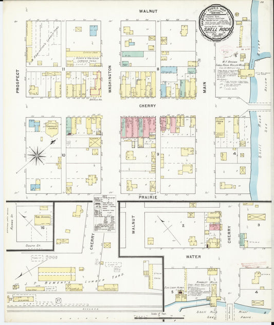 Sanborn Fire Insurance Map from Shell Rock, Butler County, Iowa (1895), Sheet #0001 - Historic Sanborn Fire Insurance Map Print, vintage old map wall art