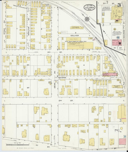 Sanborn Fire Insurance Map from Leland, Washington County, Mississippi (1915), Sheet #0003 - Complete Map Set gallery image, historic Sanborn map, vintage wall art, Mississippi Mississippi