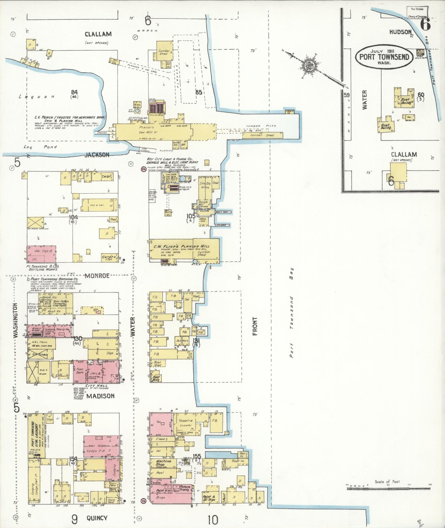 Sanborn Fire Insurance Map from Port Townsend, Jefferson County, Washington (1911), Sheet #0006 - Complete Map Set gallery image, historic Sanborn map, vintage wall art, Washington Washington