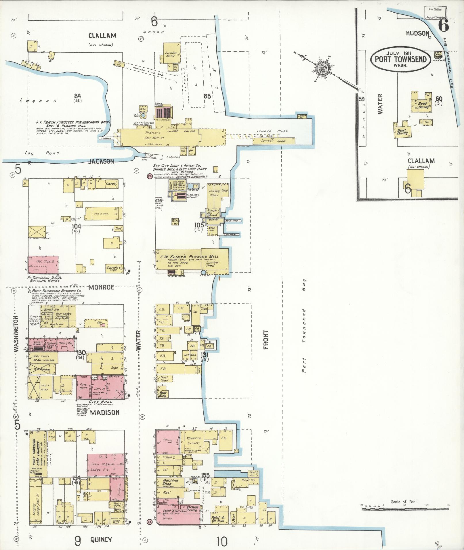 Sanborn Fire Insurance Map from Port Townsend, Jefferson County, Washington (1911), Sheet #0006 - Complete Map Set gallery image, historic Sanborn map, vintage wall art, Washington Washington