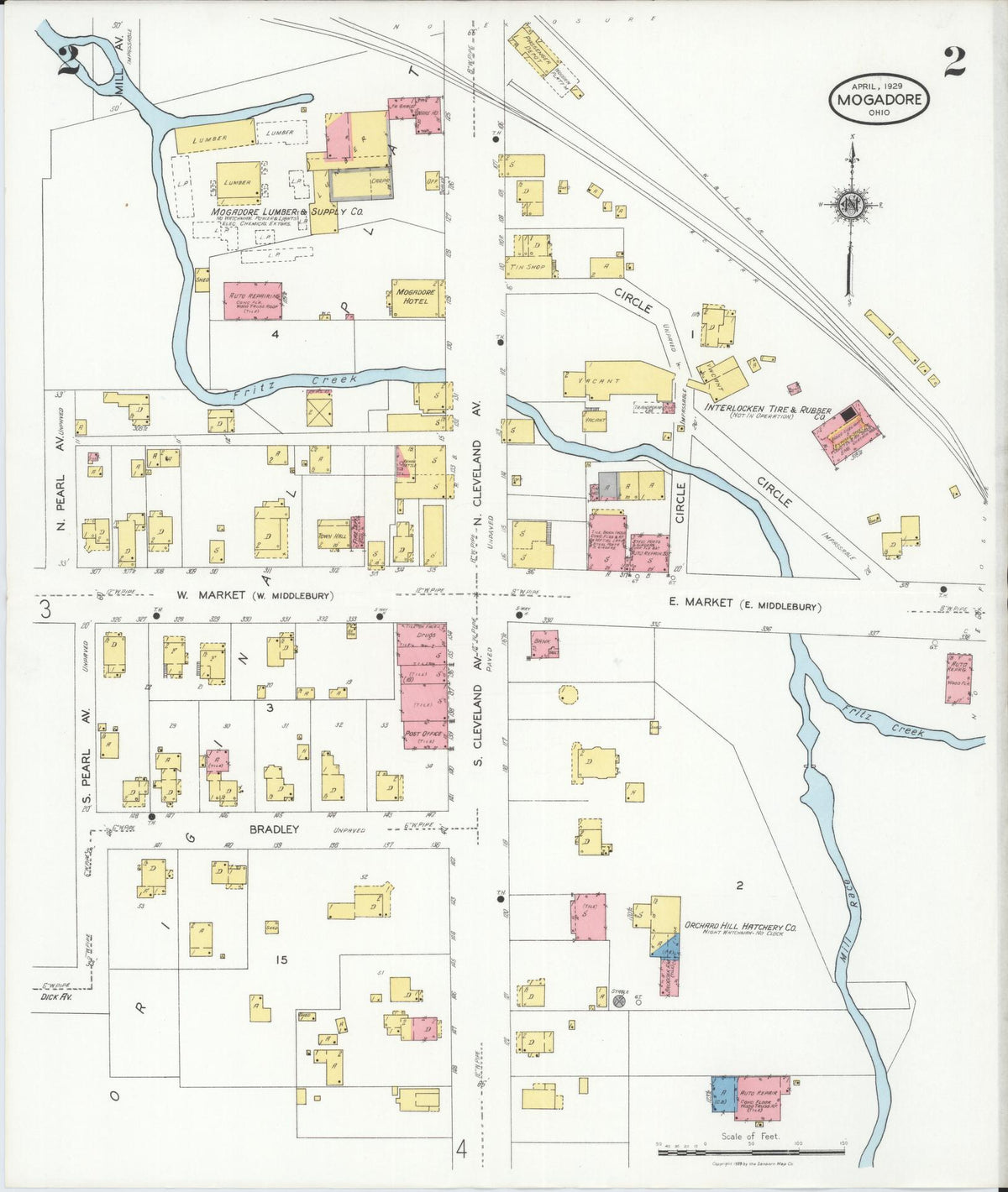 Sanborn Fire Insurance Map from Mogadore, Summit And Portage Counties, Ohio (1929), Sheet #0002 - Complete Map Set gallery image, historic Sanborn map, vintage wall art, Ohio Ohio