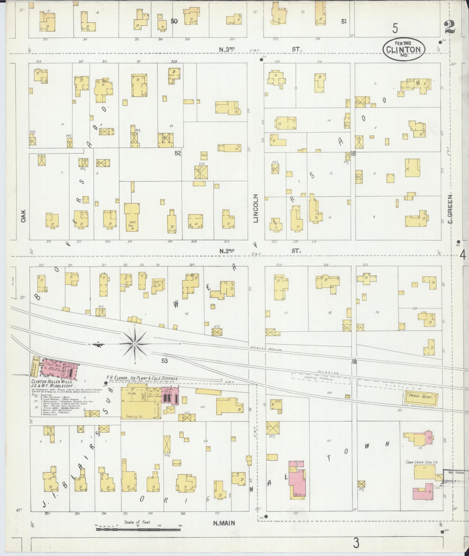Sanborn Fire Insurance Map from Clinton, Henry County, Missouri (1902), Sheet #0002 - Historic Sanborn Fire Insurance Map Print, vintage old map wall art, antique decor, genealogy gift, Missouri Missouri map