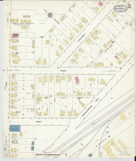 Sanborn Fire Insurance Map from Hicksville, Defiance County, Ohio (1913), Sheet #0003 - Historic Sanborn Fire Insurance Map Print, vintage old map wall art, antique decor, genealogy gift, Ohio Ohio map