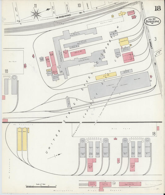 Sanborn Fire Insurance Map from Duquesne, Allegheny County, Pennsylvania (1907), Sheet #0018 - Historic Sanborn Fire Insurance Map Print, vintage old map wall art, antique decor, genealogy gift, Pennsylvania Pennsylvania map