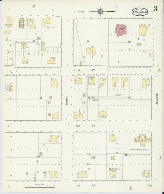 Sanborn Fire Insurance Map from Nashville, Howard County, Arkansas (1914), Sheet #0003 - Historic Sanborn Fire Insurance Map Print, vintage old map wall art, antique decor, genealogy gift, Arkansas Arkansas map