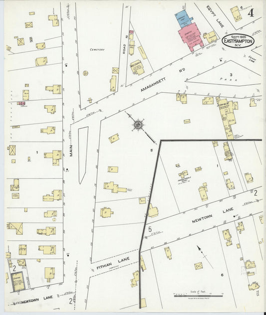 Sanborn Fire Insurance Map from Easthampton, Suffolk County, New York (1920), Sheet #0004 - Historic Sanborn Fire Insurance Map Print, vintage old map wall art, antique decor, genealogy gift, New York New York map