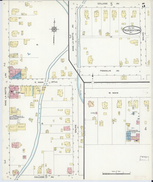 Sanborn Fire Insurance Map from Fredericktown, Madison County, Missouri (1914), Sheet #0005 - Historic Sanborn Fire Insurance Map Print, vintage old map wall art, antique decor, genealogy gift, Missouri Missouri map