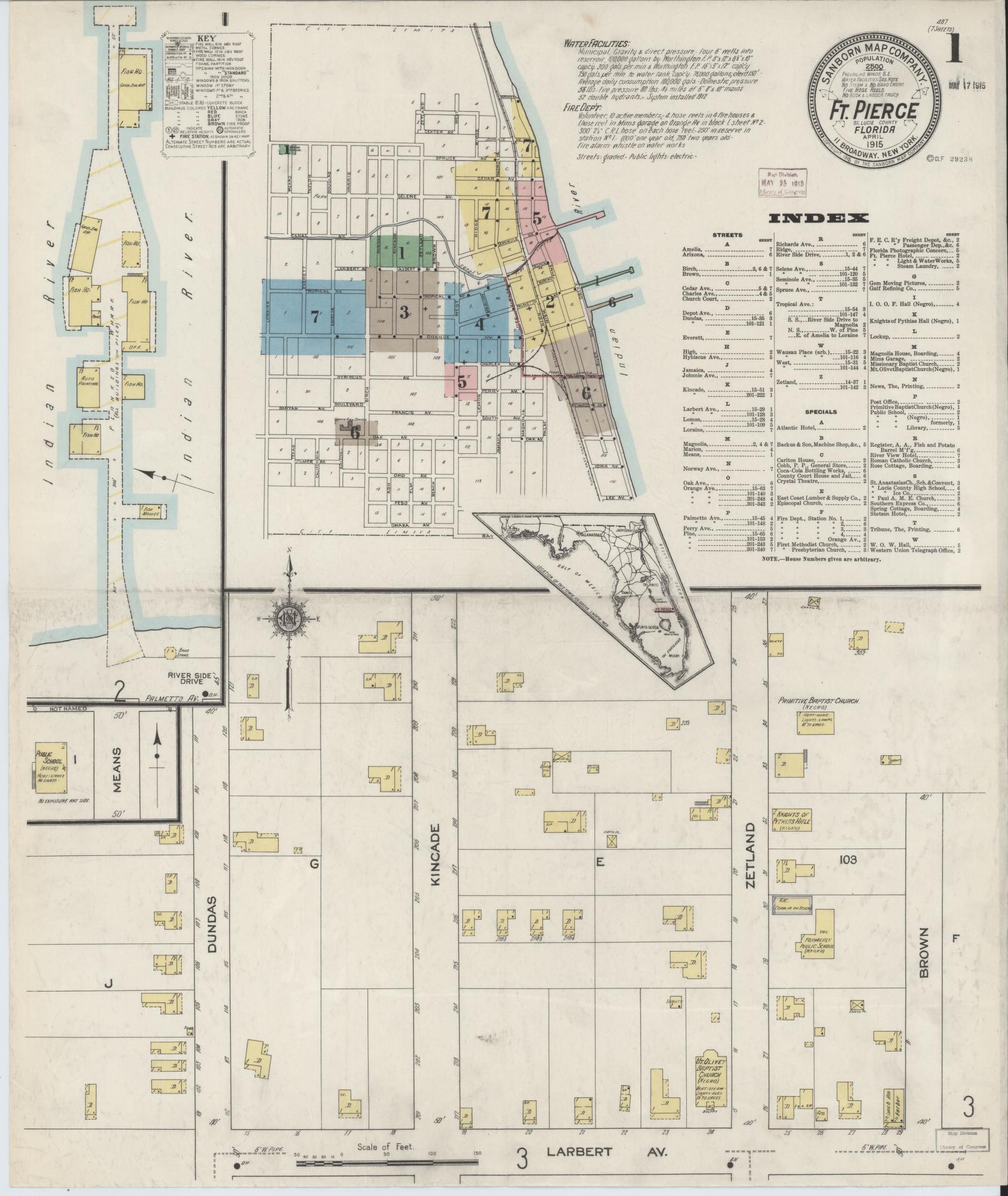 Sanborn Fire Insurance Map from Fort Pierce, St Lucie County, Florida. (1915) – Historic Sanborn Fire Insurance Map Print