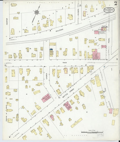 Sanborn Fire Insurance Map from Galesburg, Kalamazoo County, Michigan (1921), Sheet #0002 - Complete Map Set gallery image, historic Sanborn map, vintage wall art, Michigan Michigan
