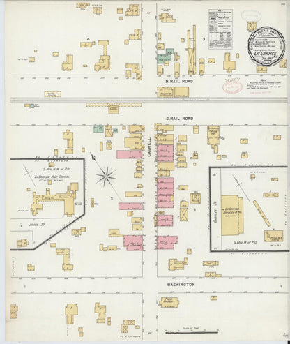 Sanborn Fire Insurance Map from La Grange, Lenoir County, North Carolina (1897), Sheet #0001 - Historic Sanborn Fire Insurance Map Print, vintage old map wall art, antique decor, genealogy gift, North Carolina North Carolina map