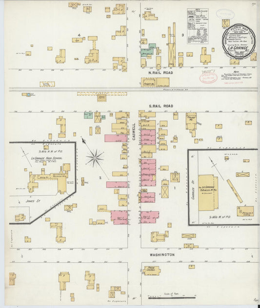 Sanborn Fire Insurance Map from La Grange, Lenoir County, North Carolina (1897), Sheet #0001 - Historic Sanborn Fire Insurance Map Print, vintage old map wall art, antique decor, genealogy gift, North Carolina North Carolina map