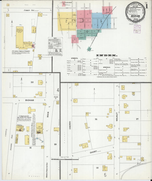 Sanborn Fire Insurance Map from Marion, Crittenden County, Kentucky (1901), Sheet #0001 - Complete Map Set gallery image, historic Sanborn map, vintage wall art, Kentucky Kentucky