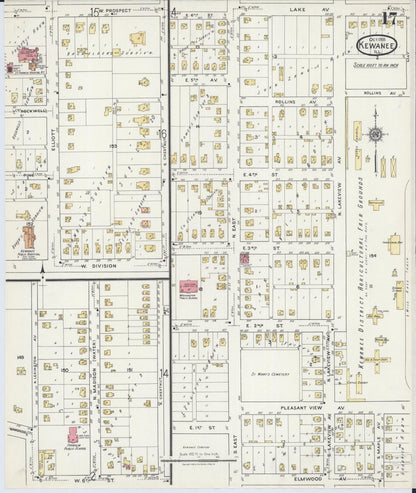 Sanborn Fire Insurance Map from Kewanee, Henry County, Illinois (1918), Sheet #0017 - Complete Map Set gallery image, historic Sanborn map, vintage wall art, Illinois Illinois