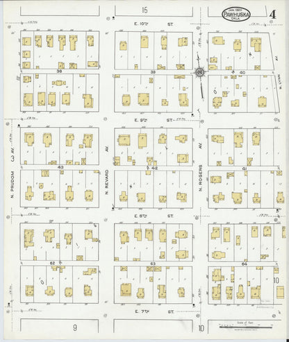 Sanborn Fire Insurance Map from Pawhuska, Osage County, Oklahoma (1920), Sheet #0004 - Complete Map Set gallery image, historic Sanborn map, vintage wall art, Oklahoma Oklahoma
