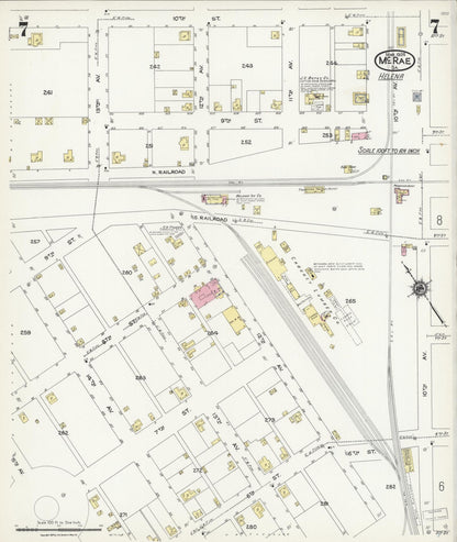 Sanborn Fire Insurance Map from Mcrae, Telfair County, Georgia (1924), Sheet #0007 - Complete Map Set gallery image, historic Sanborn map, vintage wall art, Georgia Georgia