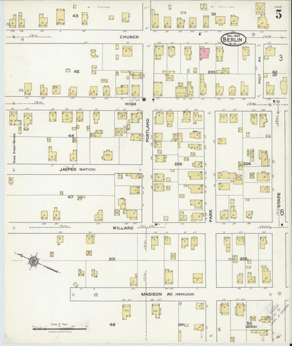 Sanborn Fire Insurance Map from Berlin, Coos County, New Hampshire (1920), Sheet #0005 - Complete Map Set gallery image, historic Sanborn map, vintage wall art, New Hampshire New Hampshire
