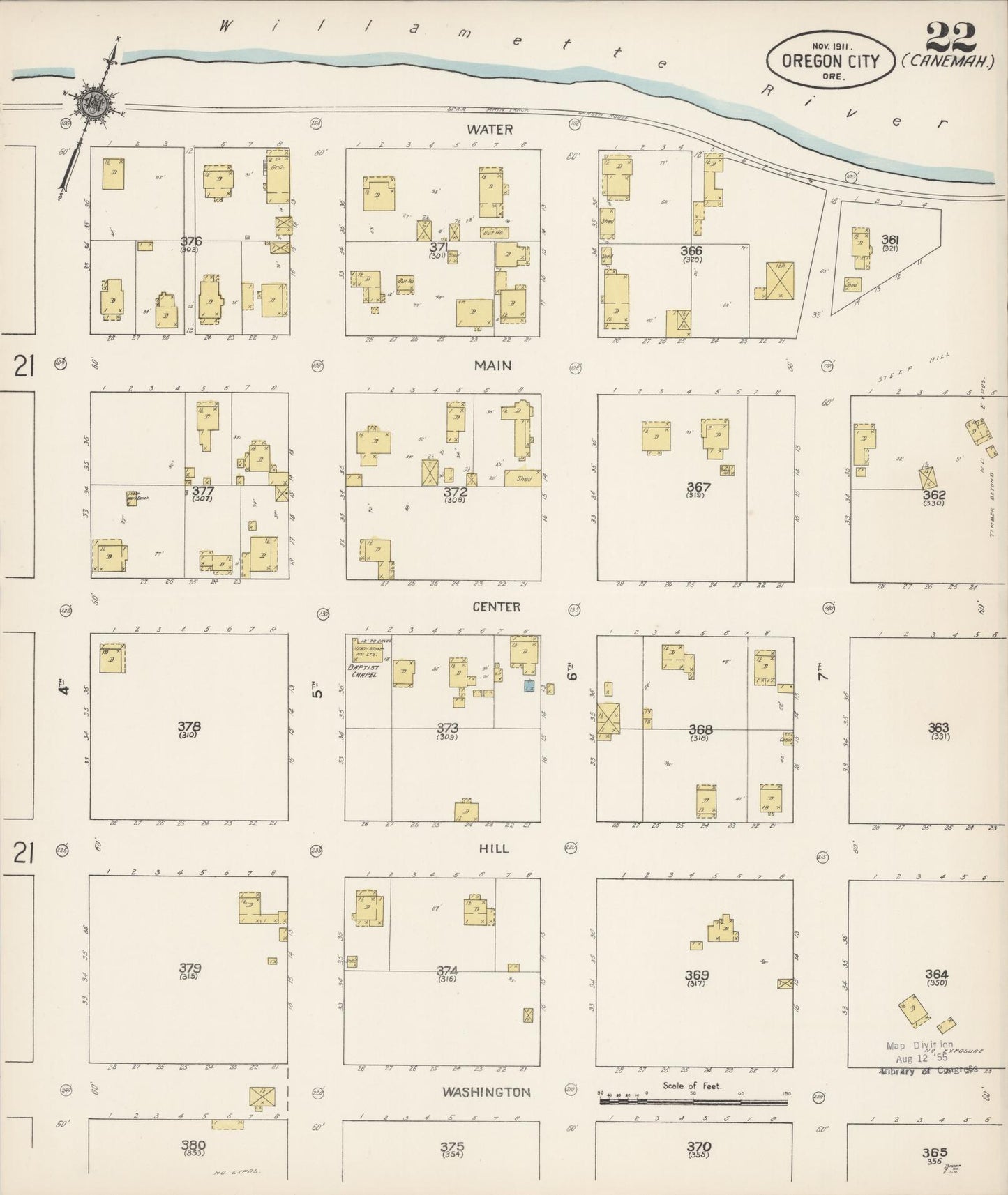 Sanborn Fire Insurance Map from Oregon City, Clackamas County, Oregon (1911), Sheet #0022 - Complete Map Set gallery image, historic Sanborn map, vintage wall art, Oregon Oregon
