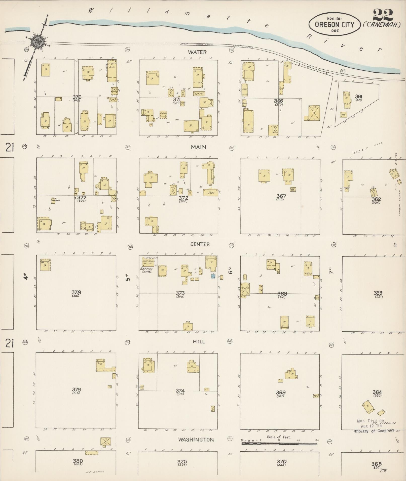 Sanborn Fire Insurance Map from Oregon City, Clackamas County, Oregon (1911), Sheet #0022 - Complete Map Set gallery image, historic Sanborn map, vintage wall art, Oregon Oregon