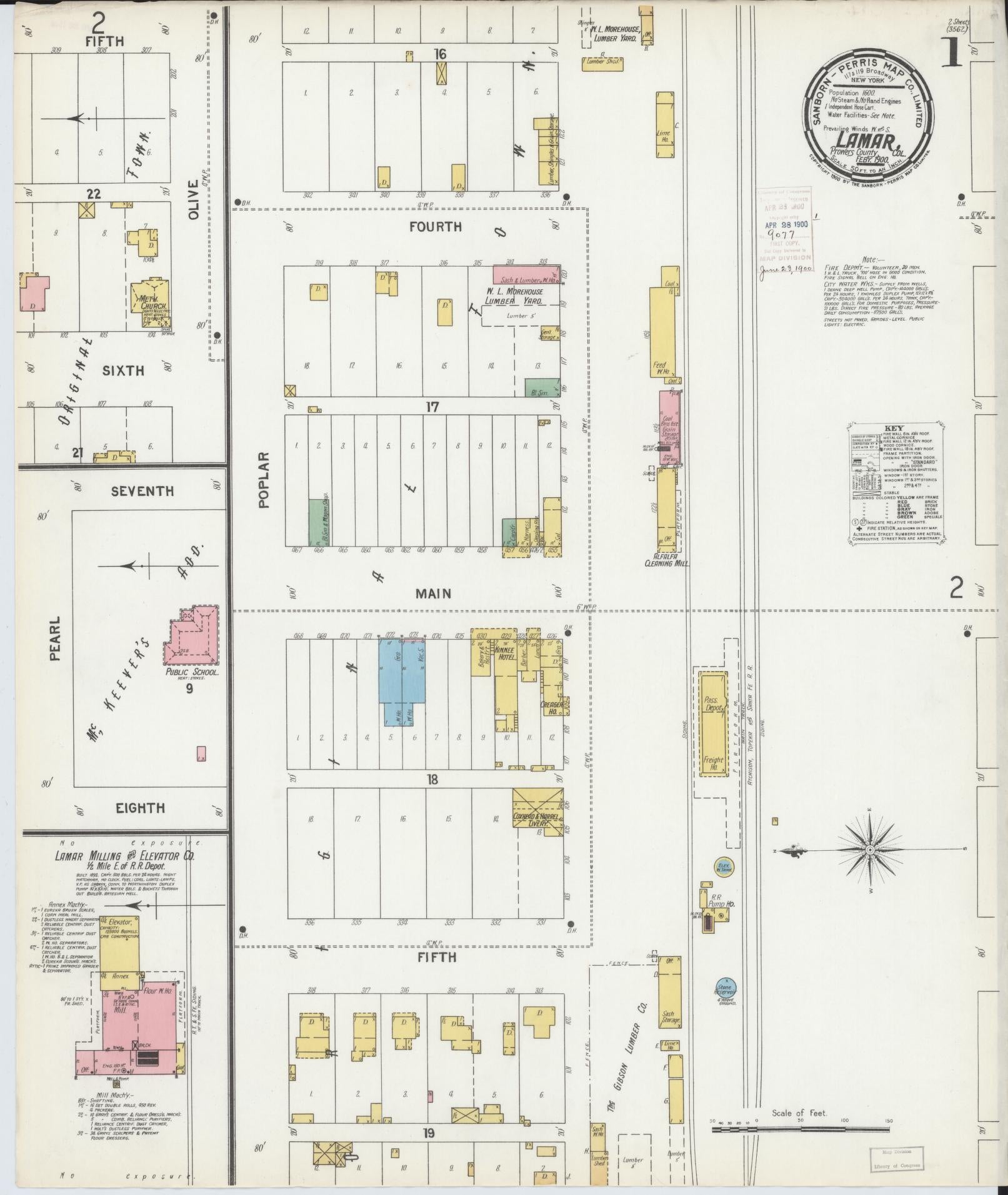 Sanborn Fire Insurance Map from Lamar, Prowers County, Colorado (1900), Sheet #0001 - Historic Sanborn Fire Insurance Map Print, vintage old map wall art, antique decor, genealogy gift, Colorado Colorado map