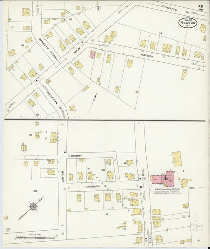 Sanborn Fire Insurance Map from Newton, Sussex County, New Jersey (1911), Sheet #0002 - Historic Sanborn Fire Insurance Map Print, vintage old map wall art, antique decor, genealogy gift, New Jersey New Jersey map