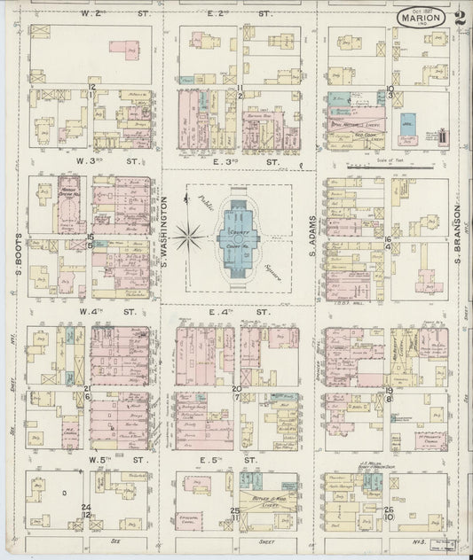 Sanborn Fire Insurance Map from Marion, Grant County, Indiana (1887), Sheet #0002 - Historic Sanborn Fire Insurance Map Print, vintage old map wall art, antique decor, genealogy gift, Indiana Indiana map