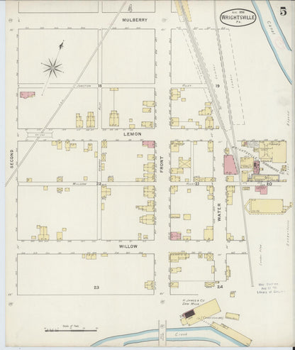 Sanborn Fire Insurance Map from Wrightsville, York County, Pennsylvania (1894), Sheet #0005 - Historic Sanborn Fire Insurance Map Print, vintage old map wall art, antique decor, genealogy gift, Pennsylvania Pennsylvania map