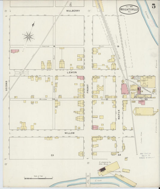 Sanborn Fire Insurance Map from Wrightsville, York County, Pennsylvania (1894), Sheet #0005 - Historic Sanborn Fire Insurance Map Print, vintage old map wall art, antique decor, genealogy gift, Pennsylvania Pennsylvania map