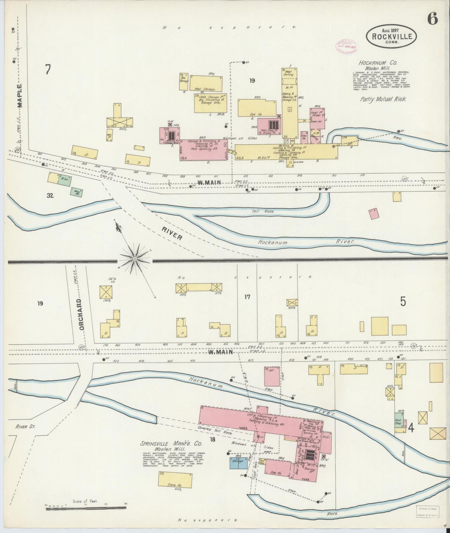 Sanborn Fire Insurance Map from Rockville, Tolland County, Connecticut (1897), Sheet #0006 - Complete Map Set gallery image, historic Sanborn map, vintage wall art, Connecticut Connecticut