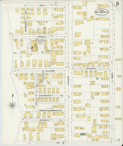 Sanborn Fire Insurance Map from Bellows Falls, Windham County, Vermont (1906), Sheet #0003 - Complete Map Set gallery image, historic Sanborn map, vintage wall art, Vermont Vermont